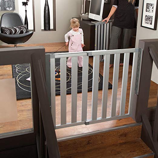 hardware mounted baby gate top of stairs