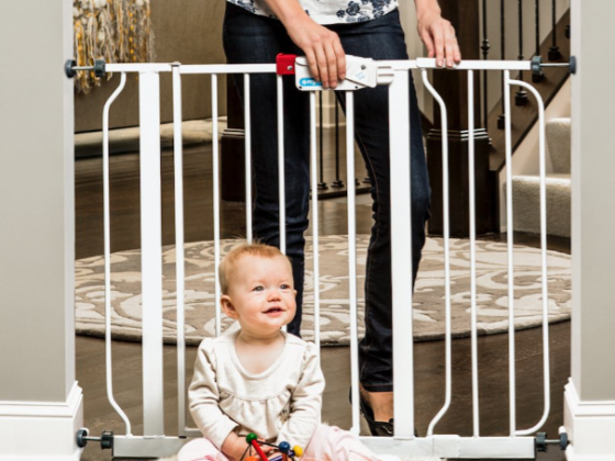 white pressure mounted baby gate